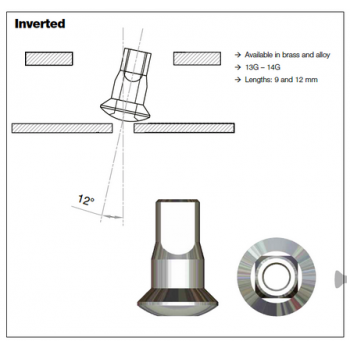 Niple Sapim Inverted Brass, 14G, 10mm. PSVP $190 c/u