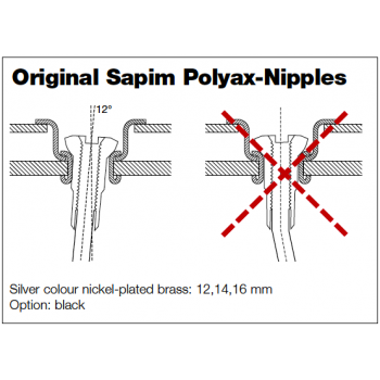 Niple Sapim Polyax Brass, 14G, 14mm. PSVP $150 c/u